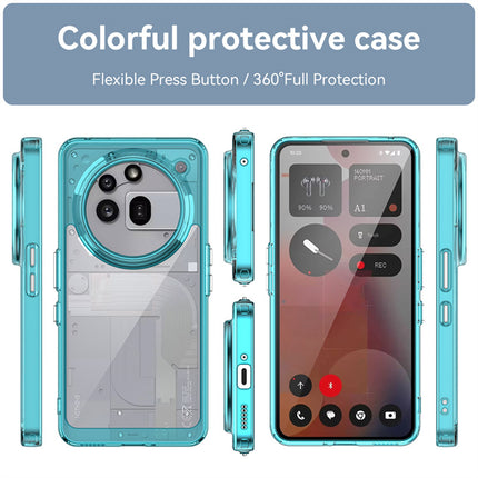 Mobizang Unicorn Acrylic Clear Back Cover For Nothing Phone 3A Pro | Slim Shockproof [Military Grade Protection] Hybrid Bumper Case (Blue Sides)