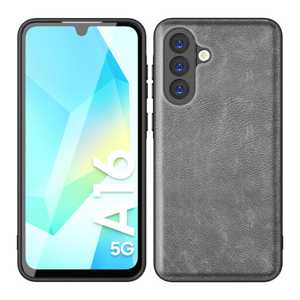 Mobizang Tux Leather Back Cover for Samsung Galaxy A36 | Slim Shockproof Camera Protection Bumper Case (Grey)