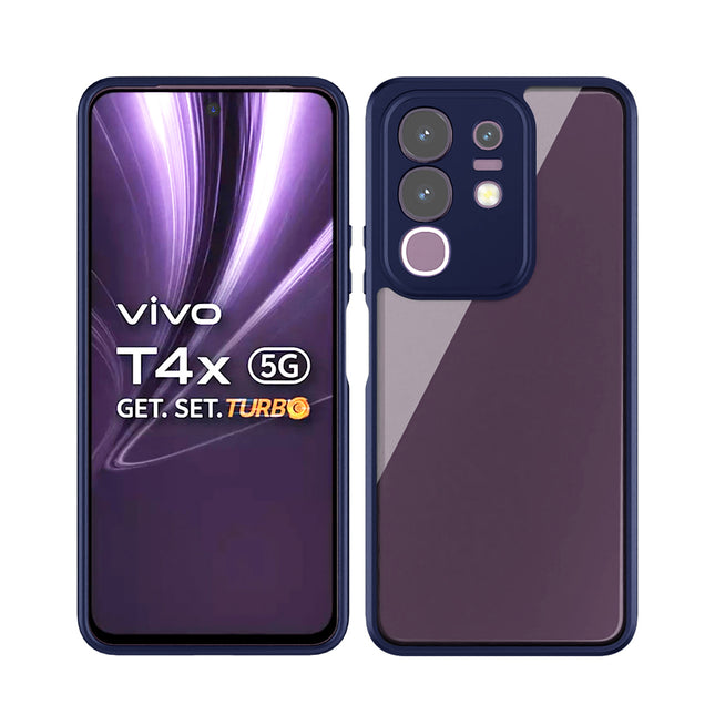 Mobizang Hawkeye Clear Back Cover for Vivo T4X 5G | Camera Lens Protector Shockproof Slim Clear Case Cover (Blue Sides)