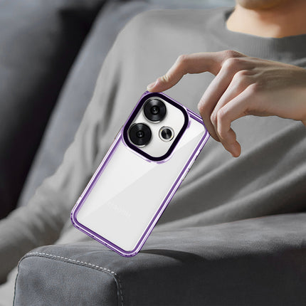 Mobizang Warrior Acrylic Clear Back Cover For Poco F6 (5G) | Slim Shockproof [Military Grade Protection] Hybrid Bumper Case (Purple Sides)