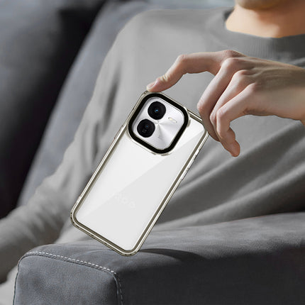 Mobizang Warrior Acrylic Clear Back Cover For IQOO Z9X | Slim Shockproof [Military Grade Protection] Hybrid Bumper Case (Grey Sides)