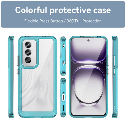 Mobizang Unicorn Acrylic Clear Back Cover For Oppo Reno 12 (5G) | Slim Shockproof [Military Grade Protection] Hybrid Bumper Case (Blue Sides)