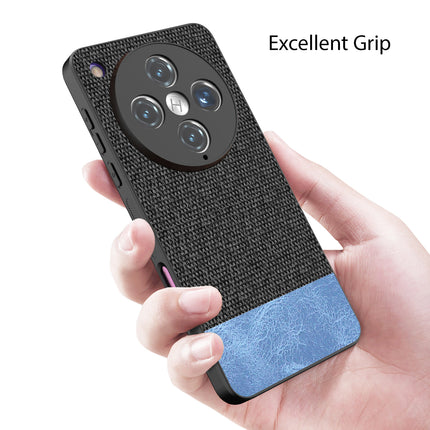 Mobizang Soft Fabric & Leather Hybrid Protective Back Cover for Oppo Find X8 Pro | Shockproof Slim Hard Anti Slip Back Case (Black,Blue)