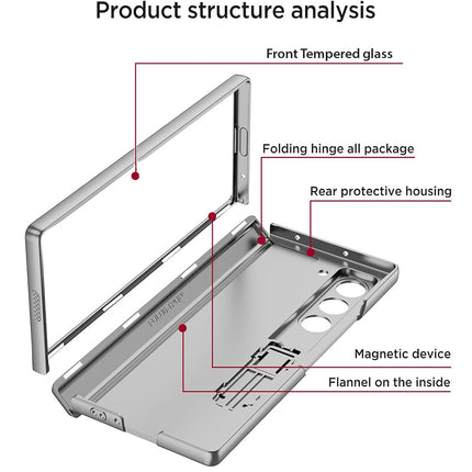 Mobizang Magnetic Hinge With Inbuilt Stand Case for Samsung Galaxy Z Fold 5 | Shockproof Stand Hybrid Bumper Back Cover (Silver)