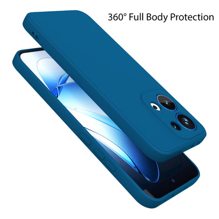 Mobizang Matte Protective Lens Flexible Back Cover for Oppo Reno 13 5G | Slim Silicone with Soft Lining Shockproof Full Body Bumper Case (Blue)