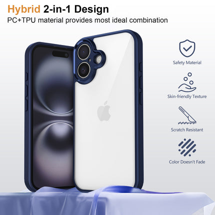 Mobizang Hawkeye Clear Back Cover for Apple iPhone 16 | Camera Lens Protector Shockproof Slim Clear Case Cover (Blue Sides)
