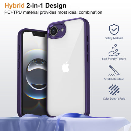 Mobizang Hawkeye Clear Back Cover for Apple iPhone 16E | Camera Lens Protector Shockproof Slim Clear Case Cover (Purple Sides)