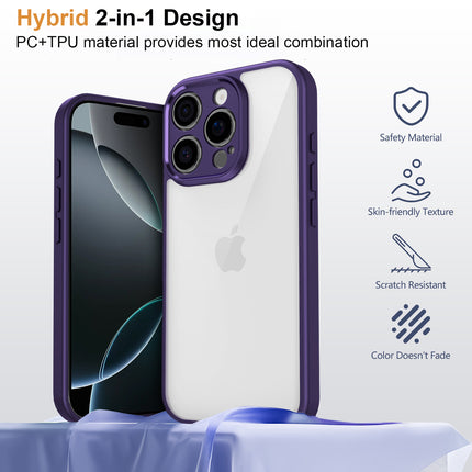 Mobizang Hawkeye Clear Back Cover for Apple iPhone 16 Pro | Camera Lens Protector Shockproof Slim Clear Case Cover (Purple Sides)