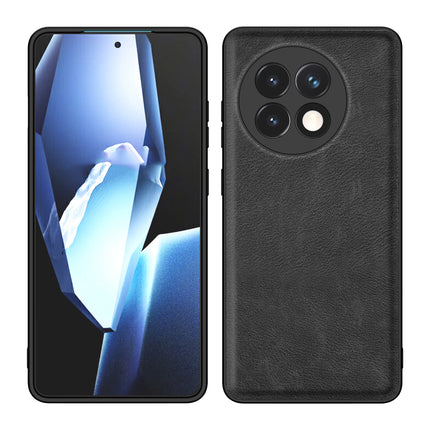 Mobizang Tux Leather Back Cover for OnePlus 13R | Slim Shockproof Camera Protection Bumper Case (Black)