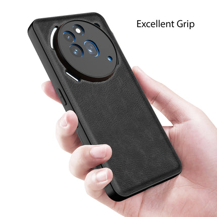 Mobizang Tux Leather Back Cover for Nothing Phone 3A Pro | Slim Shockproof Camera Protection Bumper Case (Black)