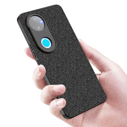 Mobizang Soft Full Fabric Protective Back Case Cover for Vivo V50 5G | Shockproof Slim Hard Anti Slip Back Case (Black)