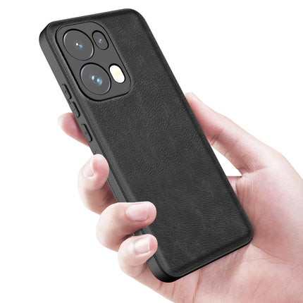 Mobizang Tux Leather Back Cover for Oppo Reno 13 Pro | Slim Shockproof Camera Protection Bumper Case (Black)
