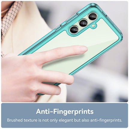 Mobizang Unicorn Acrylic Clear Back Cover For Samsung Galaxy S24 FE | Slim Shockproof [Military Grade Protection] Hybrid Bumper Case (Blue Sides)