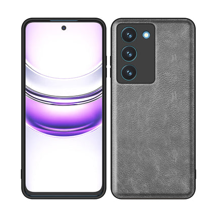 Mobizang Tux Leather Back Cover for Realme 14X | Slim Shockproof Camera Protection Bumper Case (Grey)