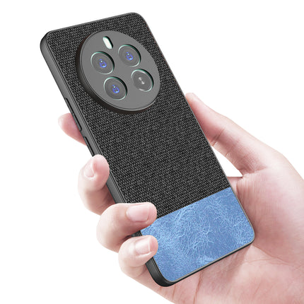 Mobizang Soft Fabric & Leather Hybrid Protective Back Cover for Realme 12 Pro / 12 Pro Plus | Shockproof Slim Hard Anti Slip Back Case (Black,Blue)
