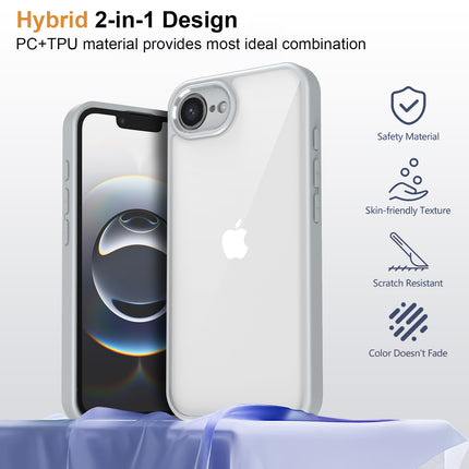 Mobizang Hawkeye Clear Back Cover for Apple iPhone 16E | Camera Lens Protector Shockproof Slim Clear Case Cover (Grey Sides)