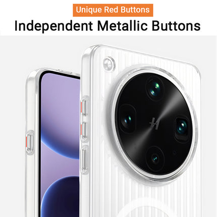 Mobizang Matte Magnetic Wave Grip Back Cover for OnePlus 13 | [MagSafe Compatible] Wireless charging, Slim, Metal Buttons, Frosted Back Case (White)