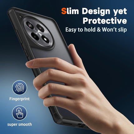 Mobizang Shield Frosted Acrylic Back Shock Proof Case Cover for Oneplus 12R (Black)