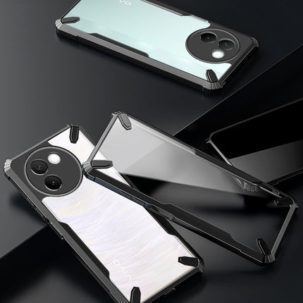 Mobizang Bull Clear Back Cover for Vivo V30E (5G) | [Military Grade Protection] Shock Proof Slim Hybrid Bumper Case (Black)