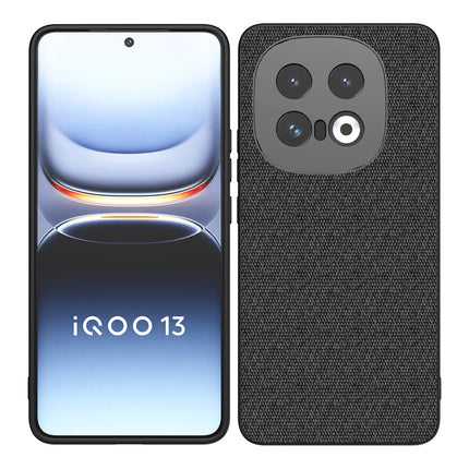 Mobizang Soft Full Fabric Protective Back Case Cover for Iqoo 13 (5G) | Shockproof Slim Hard Anti Slip Back Case (Black)