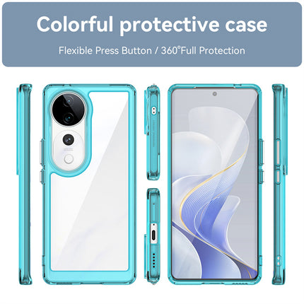 Mobizang Unicorn Acrylic Clear Back Cover For Vivo V40 / Vivo V40 Pro (5G) | Slim Shockproof [Military Grade Protection] Hybrid Bumper Case (Blue Sides)