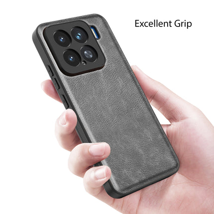 Mobizang Tux Leather Back Cover for Xiaomi 15 5G | Slim Shockproof Camera Protection Bumper Case (Grey)