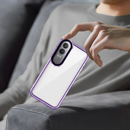 Mobizang Warrior Acrylic Clear Back Cover For OnePlus Nord CE 4 Lite | Slim Shockproof [Military Grade Protection] Hybrid Bumper Case (Purple Sides)