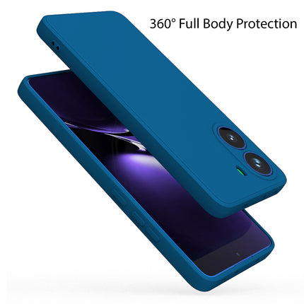 Mobizang Matte Protective Lens Flexible Back Cover for Poco X7 Pro 5G | Slim Silicone with Soft Lining Shockproof Full Body Bumper Case (Blue)