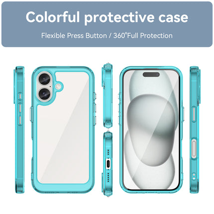 Mobizang Unicorn Acrylic Clear Back Cover For Apple iPhone 16 | Slim Shockproof [Military Grade Protection] Hybrid Bumper Case (Blue Sides)