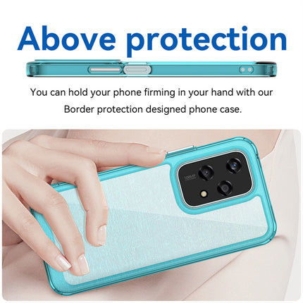 Mobizang Unicorn Acrylic Clear Back Cover For Honor 200 Lite (5G) | Slim Shockproof [Military Grade Protection] Hybrid Bumper Case (Blue Sides)