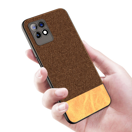 Kapa Soft Fabric & Leather Hybrid Protective Back Cover for Realme 8i | Shockproof Slim Hard Anti Slip Back Case (Brown)