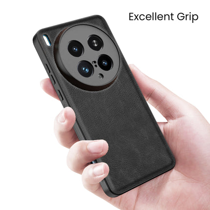 Mobizang Tux Leather Back Cover for Vivo X200 Ultra | Slim Shockproof Camera Protection Bumper Case (Black)