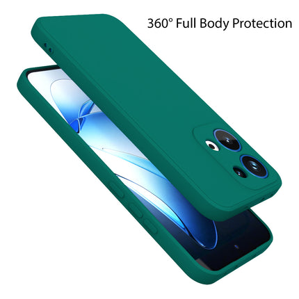 Mobizang Matte Protective Lens Flexible Back Cover for Oppo Reno 13 5G | Slim Silicone with Soft Lining Shockproof Full Body Bumper Case (Green)