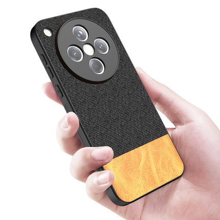 Mobizang Soft Fabric & Leather Hybrid Protective Back Cover for Oppo Find X8 | Shockproof Slim Hard Anti Slip Back Case (Black,Brown)