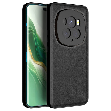 Mobizang Tux Leather Back Cover for Honor Magic 6 PRO | Slim Shockproof Camera Protection Bumper Case (Black)