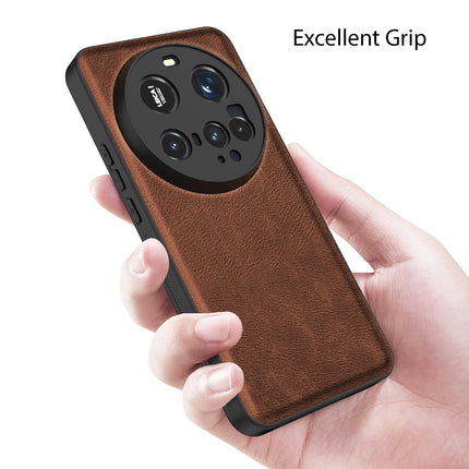 Mobizang Tux Leather Back Cover for Xiaomi 15 Ultra | Slim Shockproof Camera Protection Bumper Case (Brown)
