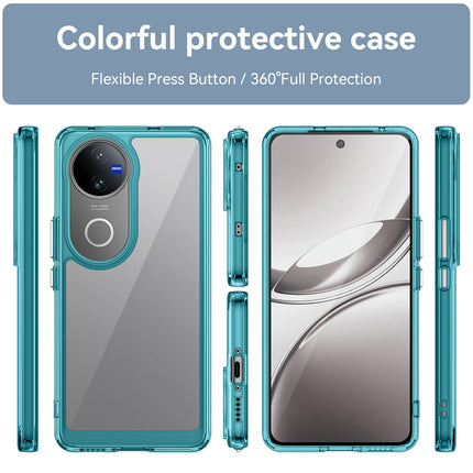 Mobizang Unicorn Acrylic Clear Back Cover For Vivo V50 / V50E 5G | Slim Shockproof [Military Grade Protection] Hybrid Bumper Case (Blue Sides)