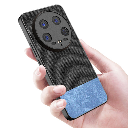 Mobizang Soft Fabric & Leather Hybrid Protective Back Cover for Xiaomi 14 ULTRA (5G) | Shockproof Slim Hard Anti Slip Back Case (Black,Blue)