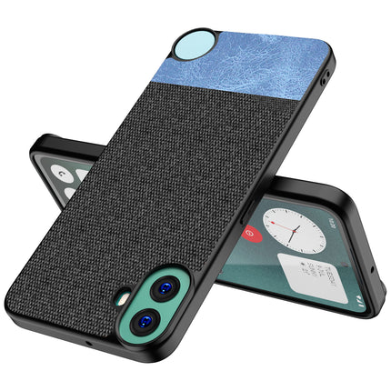 Mobizang Soft Fabric & Leather Hybrid Protective Back Cover for Nothing CMF Phone 1 | Shockproof Slim Hard Anti Slip Back Case (Black,Blue)