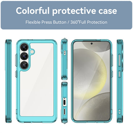 Mobizang Unicorn Acrylic Clear Back Cover For Samsung Galaxy S25 Plus | Slim Shockproof [Military Grade Protection] Hybrid Bumper Case (Blue Sides)