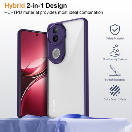 Mobizang Hawkeye Clear Back Cover for Vivo V50 5G | Camera Lens Protector Shockproof Slim Clear Case Cover (Purple Sides)