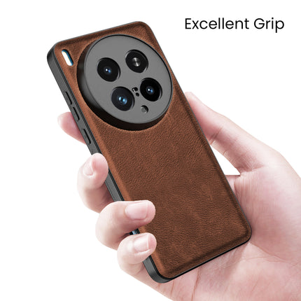 Mobizang Tux Leather Back Cover for Vivo X200 Ultra | Slim Shockproof Camera Protection Bumper Case (Brown)