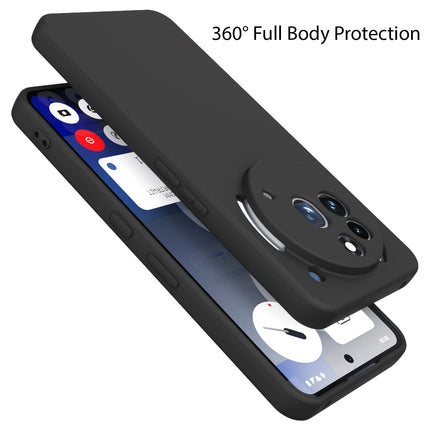 Mobizang Matte Protective Lens Flexible Back Cover for Nothing Phone 3A Pro | Slim Silicone with Soft Lining Shockproof Full Body Bumper Case (Black)