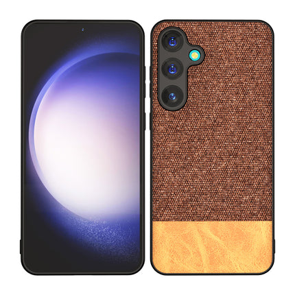 Mobizang Soft Fabric & Leather Hybrid Protective Back Cover for Samsung Galaxy A35 (5G) | Shockproof Slim Hard Anti Slip Back Case (Brown)