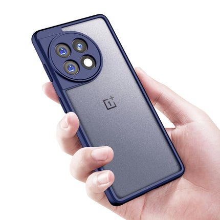 Mobizang Hawkeye Clear Back Cover for OnePlus 13R | Camera Lens Protector Shockproof Slim Clear Case Cover (Blue Sides)