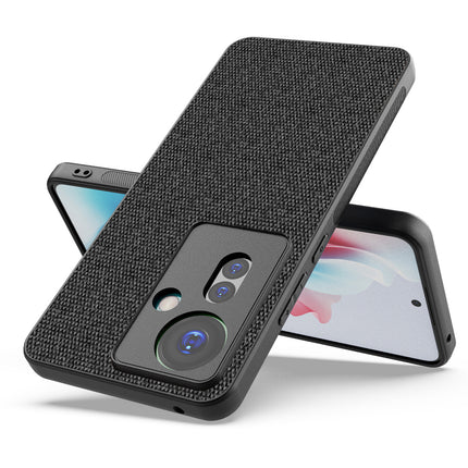 Mobizang Soft Full Fabric Protective Back Case Cover for Oppo F25 Pro (5G) | Shockproof Slim Hard Anti Slip Back Case (Black)