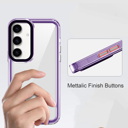 Mobizang Warrior Acrylic Clear Back Cover For Samsung Galaxy A35 (5G) | Slim Shockproof [Military Grade Protection] Hybrid Bumper Case (Purple Sides)