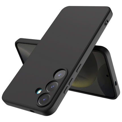 Mobizang Matte Protective Lens Flexible Back Cover for Samsung Galaxy S25 Plus | Slim Silicone with Soft Lining Shockproof Full Body Bumper Case (Black)