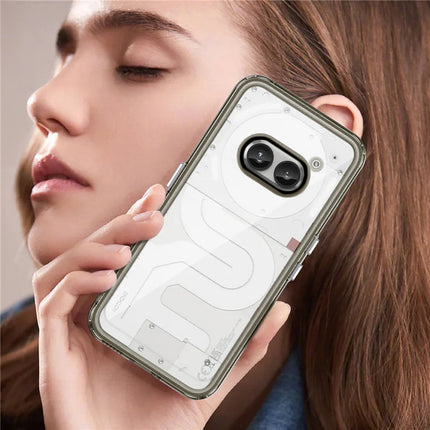 Mobizang Warrior Acrylic Clear Back Cover For Nothing Phone 2A | Slim Shockproof [Military Grade Protection] Hybrid Bumper Case (Grey Sides)