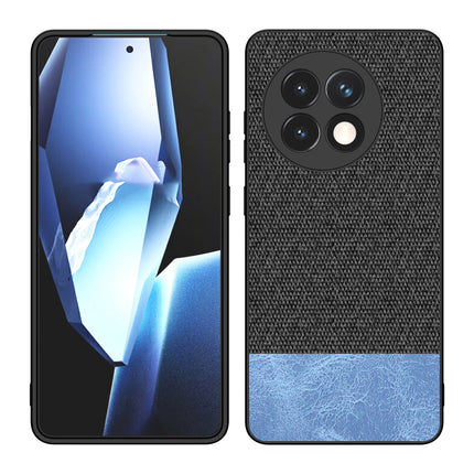 Mobizang Soft Fabric & Leather Hybrid Protective Back Cover for OnePlus 13R | Shockproof Slim Hard Anti Slip Back Case (Black,Blue)